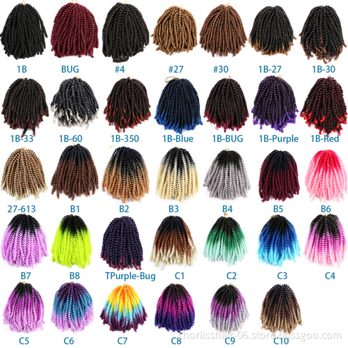 Wholesale Cheap 10''High Temperature Fiber Ombre Spring Twist Braiding Hair Crochet Hair Braid Synthetic Hair Extensions